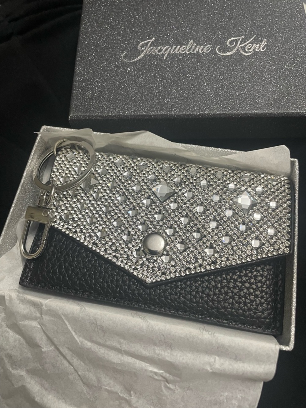 Jacqueline Kent Silver & Black Crystal Key Card Holder